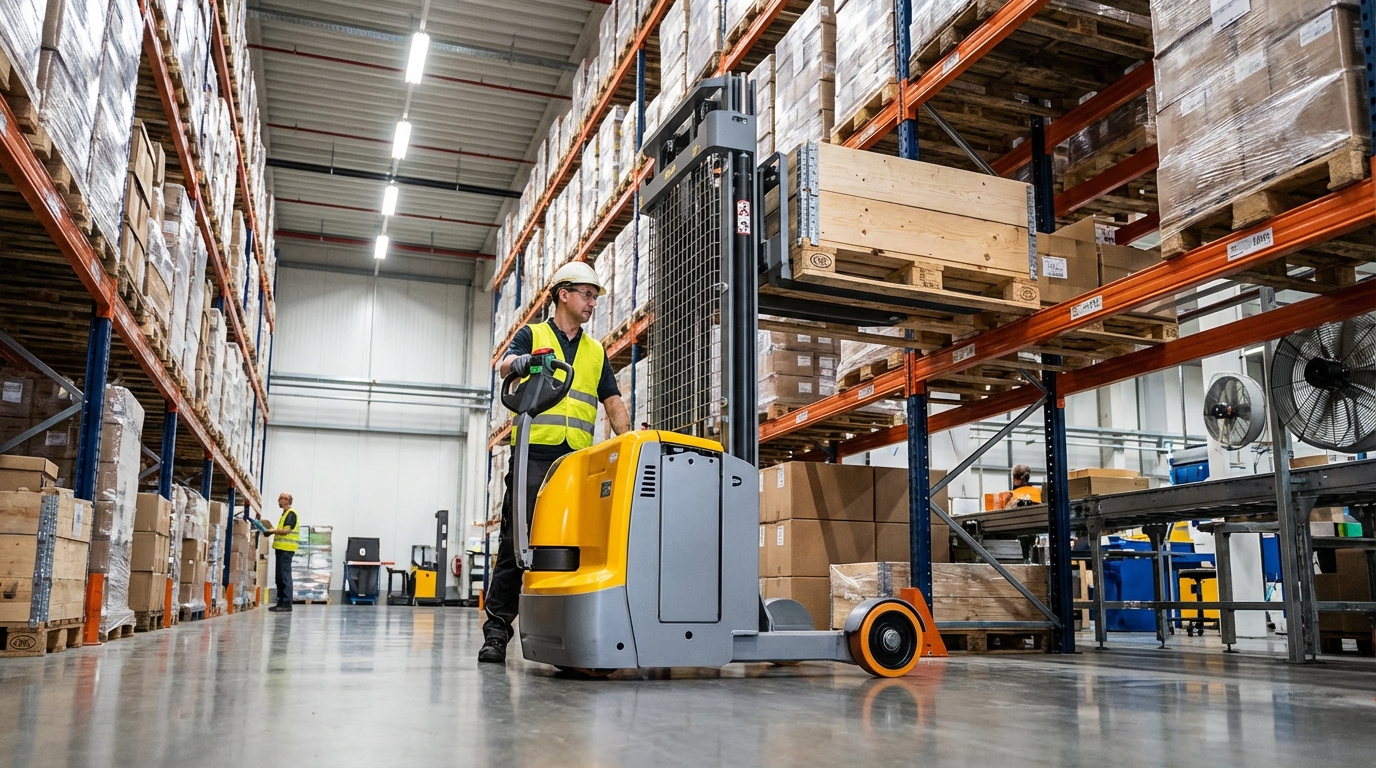 découvrez notre gamme de gerbeurs accompagnants électriques et manuels, idéals pour optimiser la manutention et le stockage dans votre entrepôt avec efficacité et sécurité.