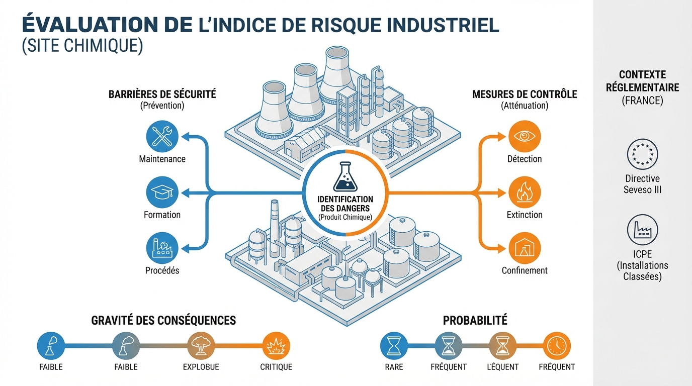 évaluez la dangerosité de votre site grâce à notre indice de risques industriels précis et fiable, pour assurer la sécurité et la conformité de vos installations.