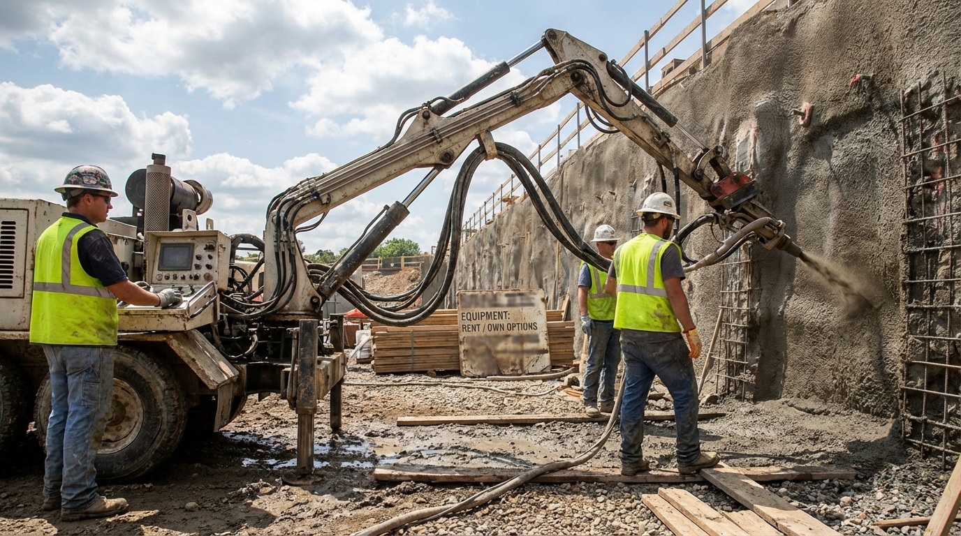 découvrez notre machine à béton projeté disponible à la location ou à l'achat, adaptée à vos besoins pour des travaux efficaces et professionnels.