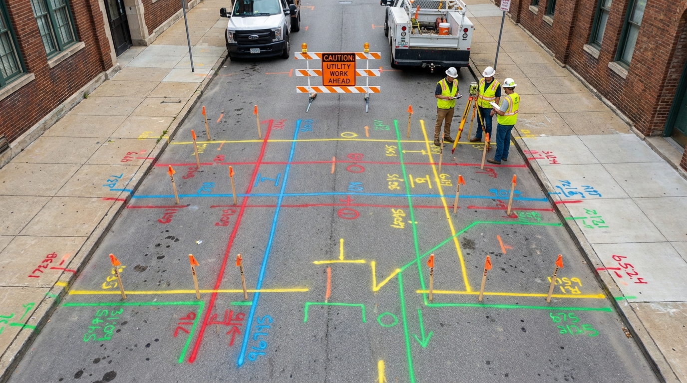 assurez un marquage et un piquetage de chantier conformes aux normes réglementaires avant toute opération de terrassement pour garantir la sécurité et la précision des travaux.